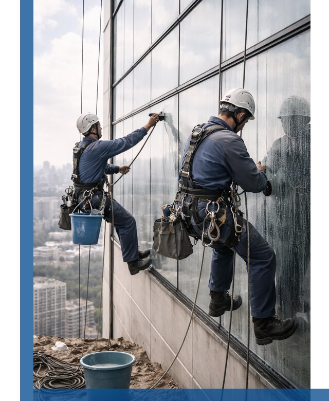 Профессиональная мойка фасадных окон альпинистами в Лангепасе