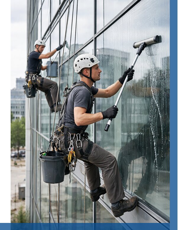 Мойка витражей альпинистами в Лангепасе от 707 р. под ключ|ВЫСОТНИК-Лнг