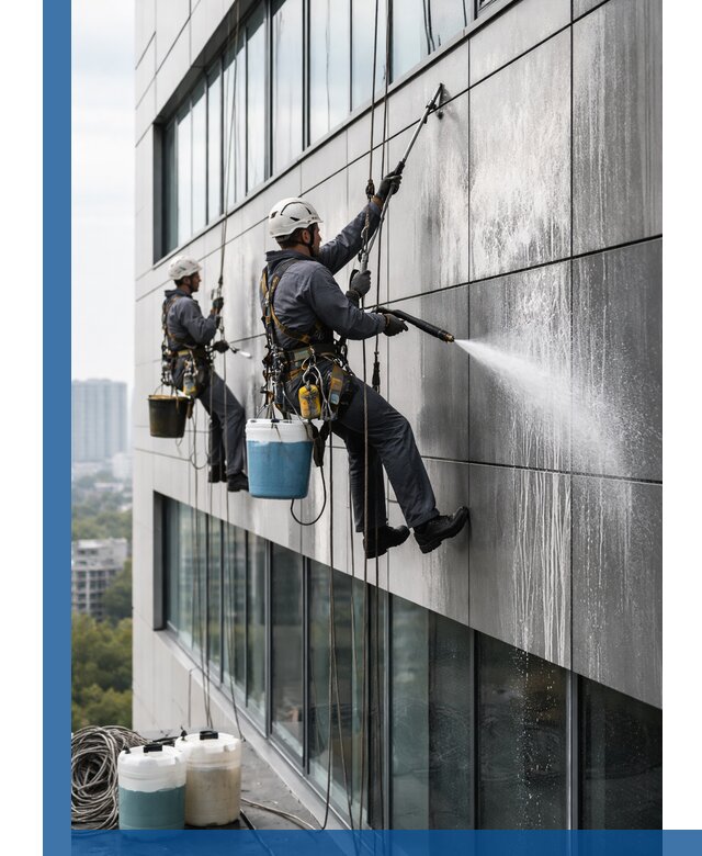 Профессиональная мойка вентилируемых фасадов в Лангепасе