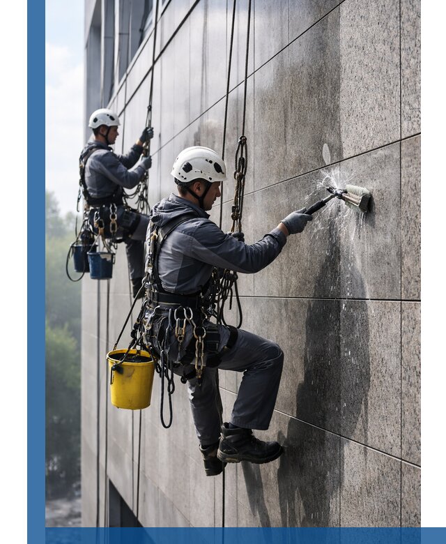 Профессиональная мойка фасада из керамогранита в Лангепасе