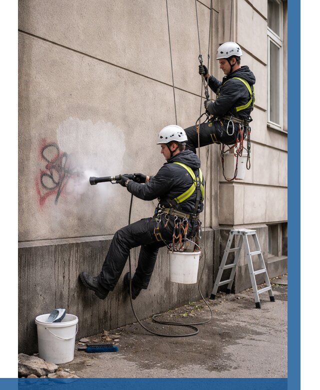 Удаление граффити с фасада в Лангепасе от 4545 р. | ВЫСОТНИК-Лнг