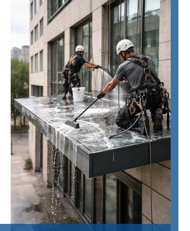 Мойка козырьков и навесов в Лангепасе от 3535 р. | ВЫСОТНИК-Лнг