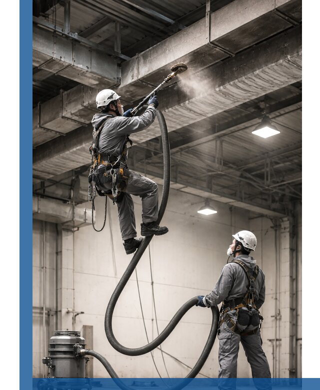 Обеспыливание потолочных конструкций в Лангепасе промышленным альпинизмом