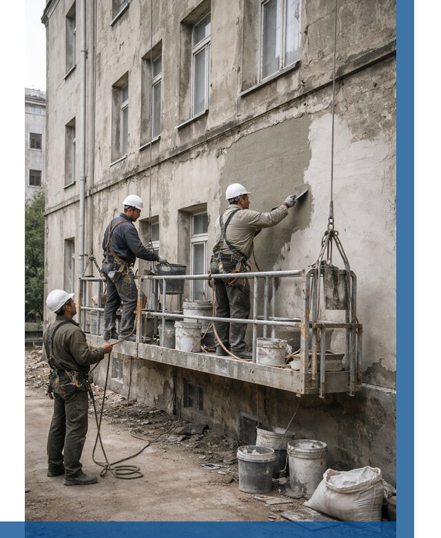 Капитальный ремонт фасада в Лангепасе от 4242 р. | ВЫСОТНИК-Лнг