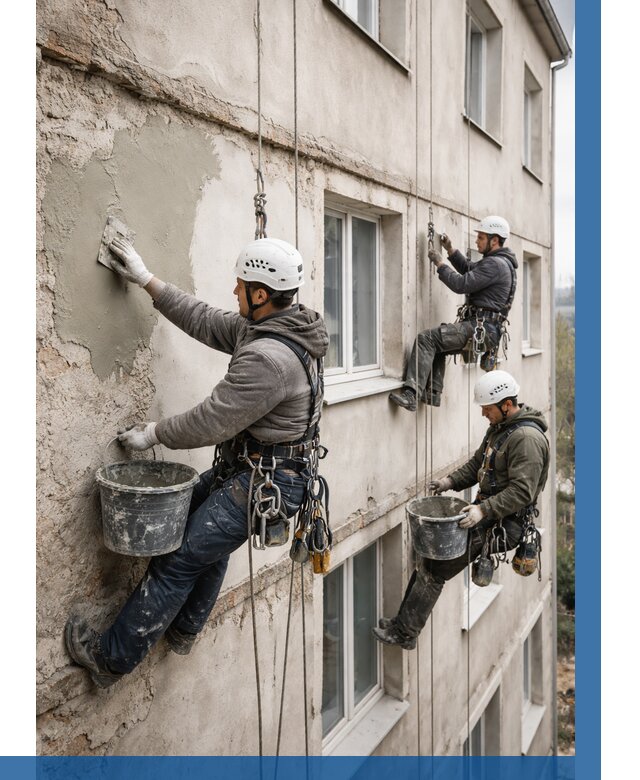 Ремонт штукатурного фасада в Лангепасе от 758 р. под ключ | ВЫСОТНИК-Лнг