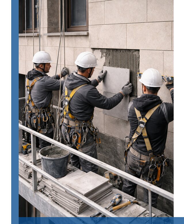 Ремонт облицовки фасада плиткой в Лангепасе с гарантией