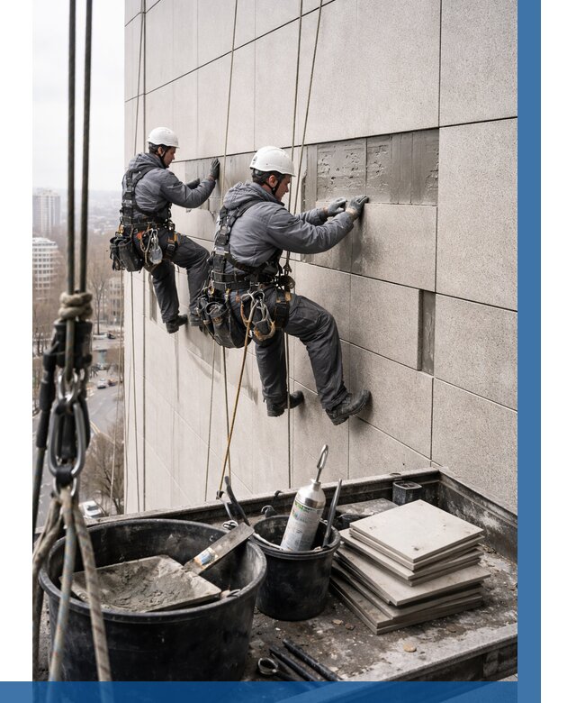 Ремонт фасада из керамогранита в Лангепасе от 2525 р. | ВЫСОТНИК-Лнг