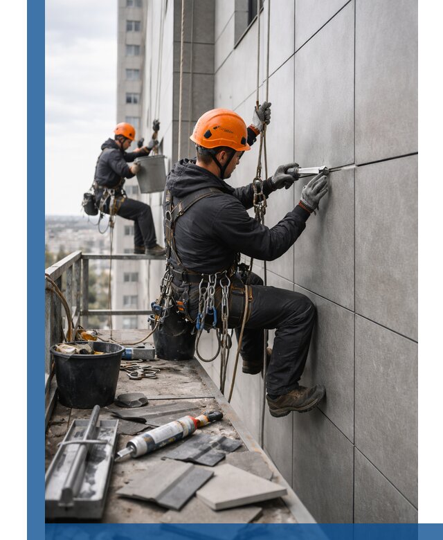 Профессиональный ремонт фасада из керамогранита в Лангепасе