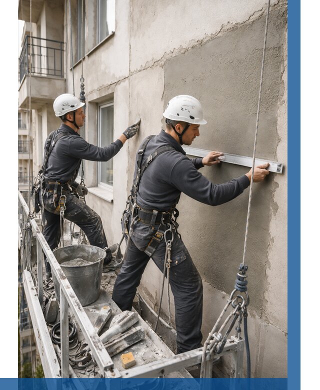 Штукатурка фасада на высоте в Лангепасе от 909 р. | ВЫСОТНИК-Лнг