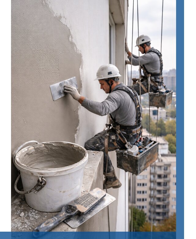 Шпаклевка фасада на высоте в Лангепасе от 707 р. | ВЫСОТНИК-Лнг