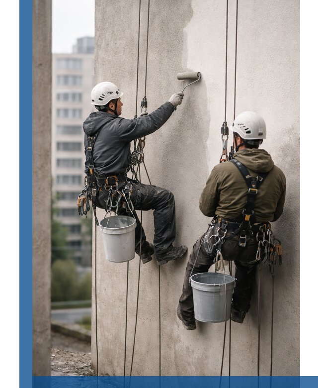 Покраска фасадов высотными альпинистами в Лангепасе с гарантией