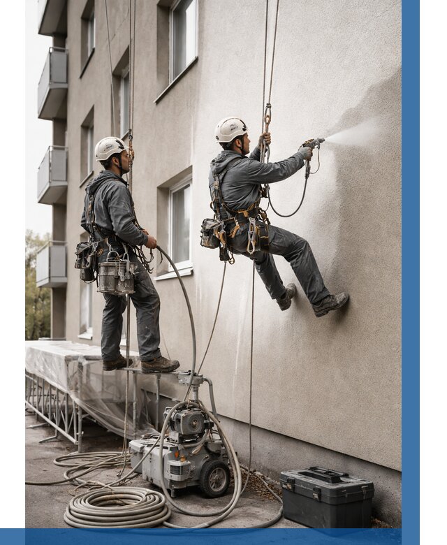 Безвоздушная покраска фасада в Лангепасе от 222 р/м² | ВЫСОТНИК-Лнг