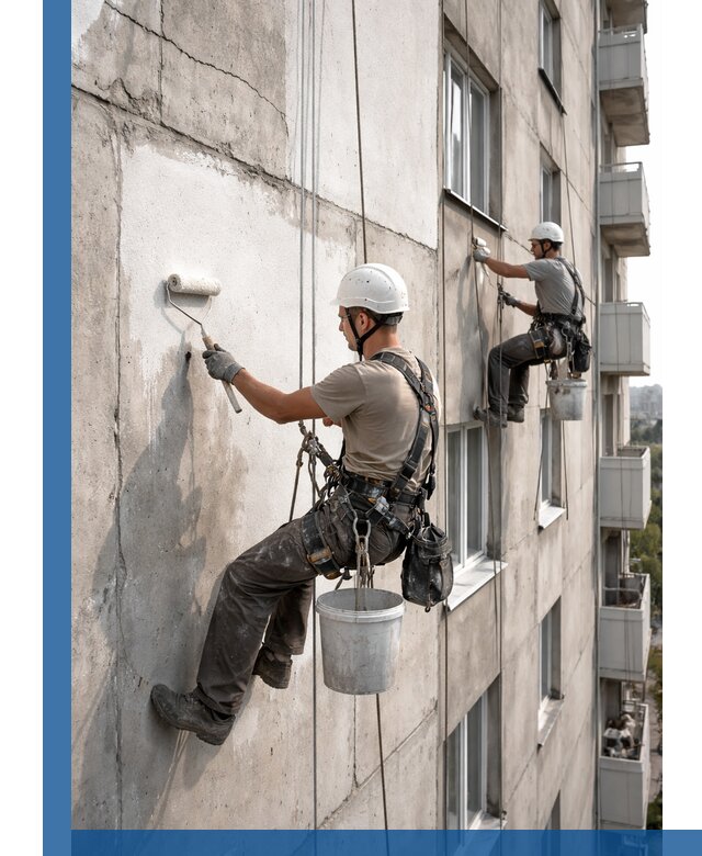 Покраска бетонного фасада в Лангепасе для жилых и промышленных объектов