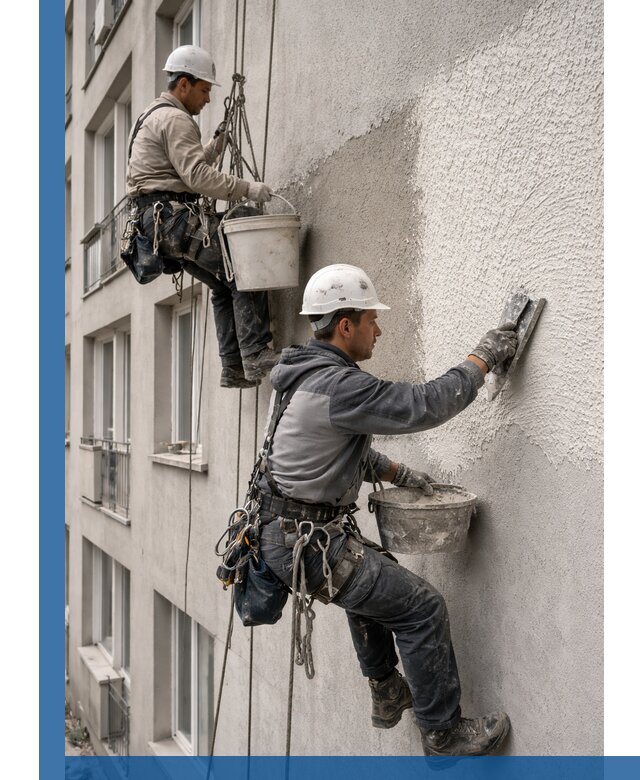 Нанесение декоративной штукатурки короед на фасад в Лангепасе