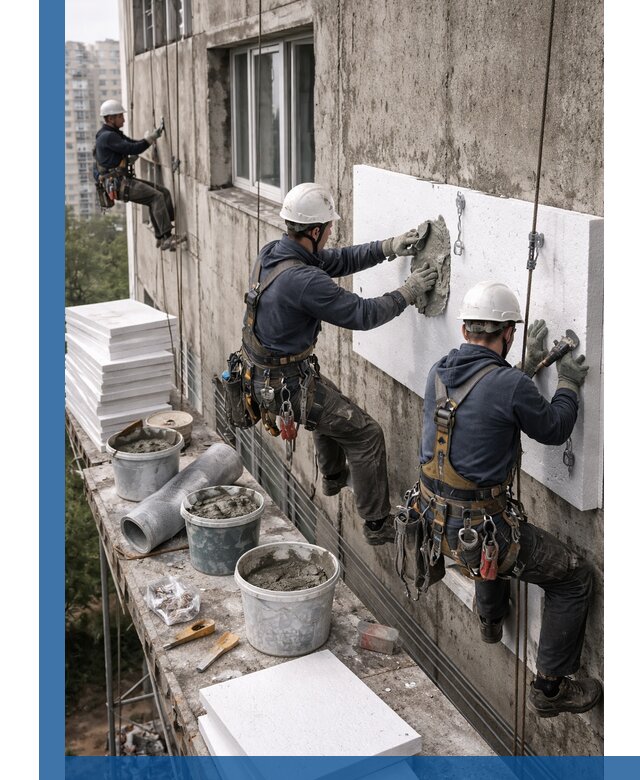 Утепление фасада пенополистиролом в Лангепасе под ключ