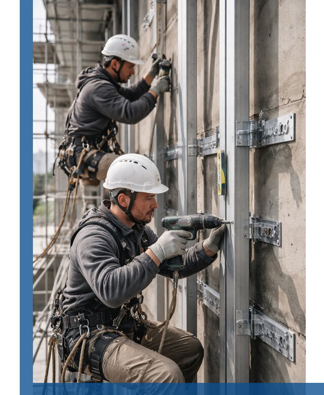 Монтаж и крепление подсистемы вентфасада в Лангепасе