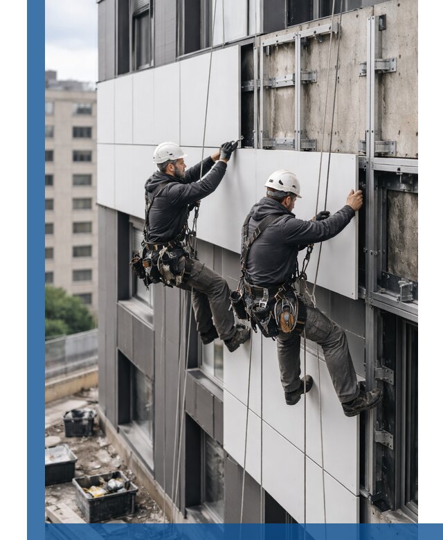 Монтаж композитных панелей фасада в Лангепасе под ключ