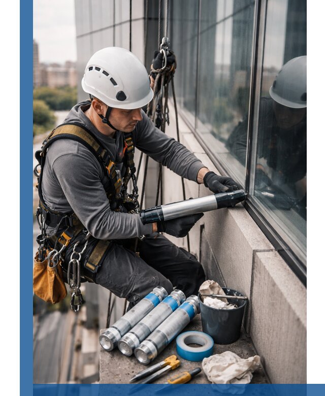 Герметизация стыков витража в Лангепасе для герметичных фасадов