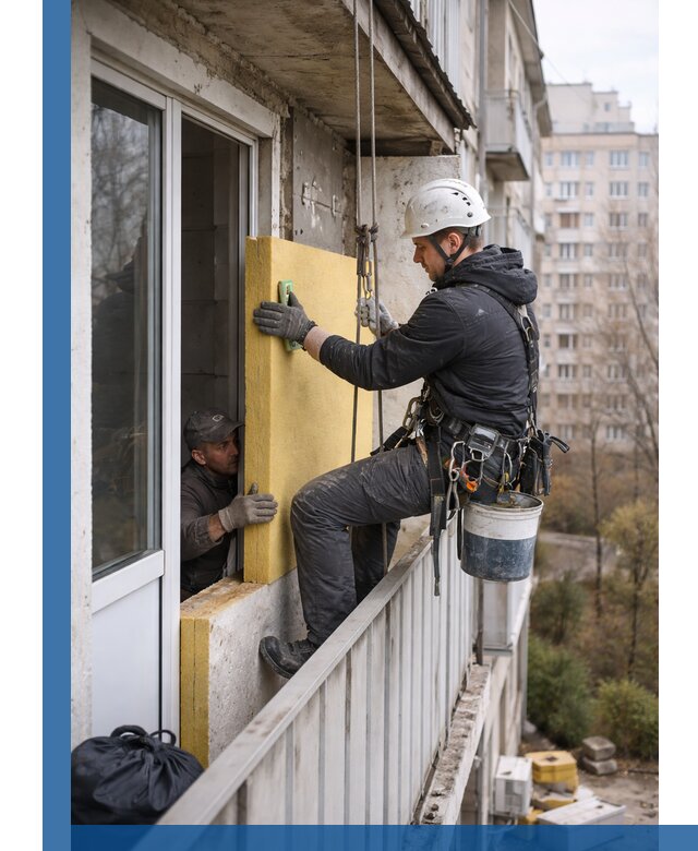 Профессиональное утепление балкона снаружи в Лангепасе под ключ
