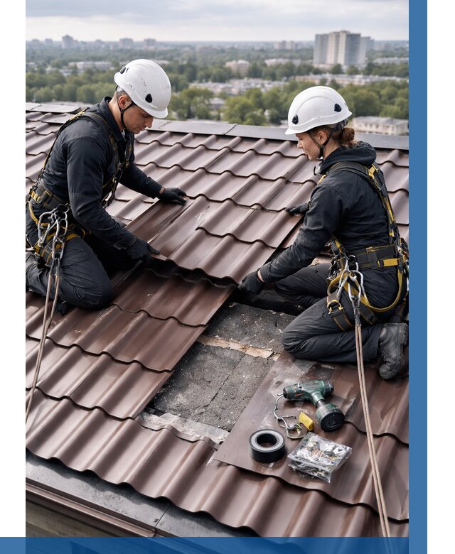 Ремонт металлочерепицы на крыше в Лангепасе от 909 р. | ВЫСОТНИК-Лнг