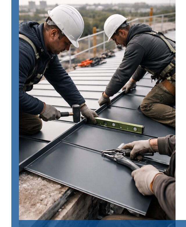 Монтаж фальцевой кровли в Лангепасе для промышленных зданий