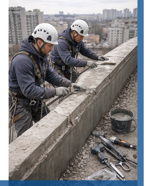 Ремонт парапета на кровле в Лангепасе от 1515 р. | ВЫСОТНИК-Лнг