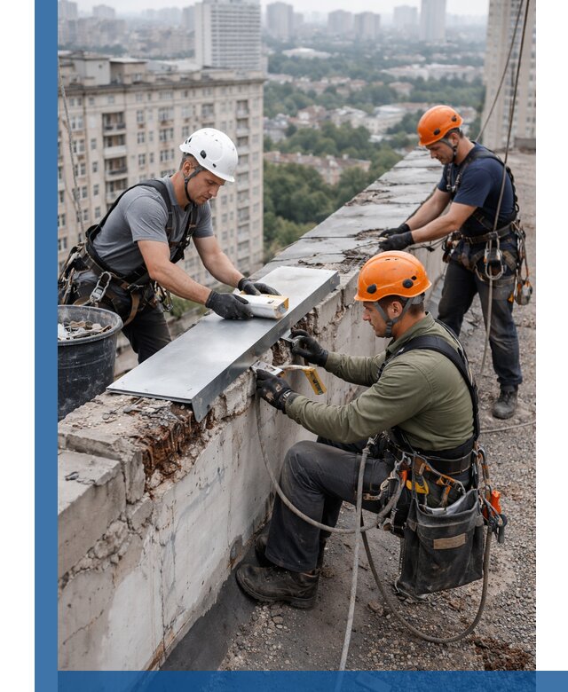 Ремонт парапета на кровле в Лангепасе, высотные работы с гарантией