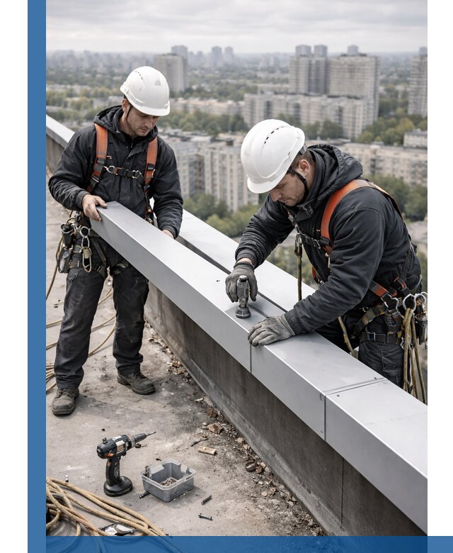 Монтаж парапетных крышек и ограждений кровли в Лангепасе