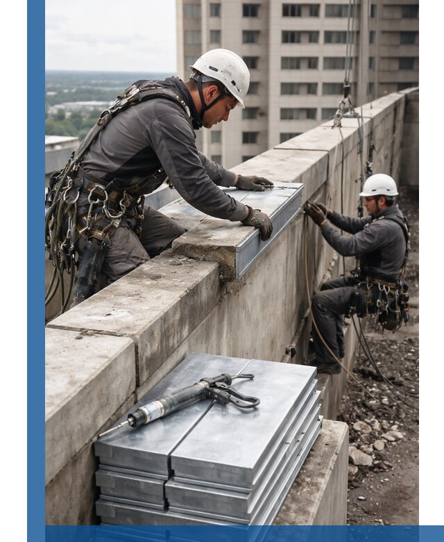 Замена парапетных крышек и установка новых в Лангепасе