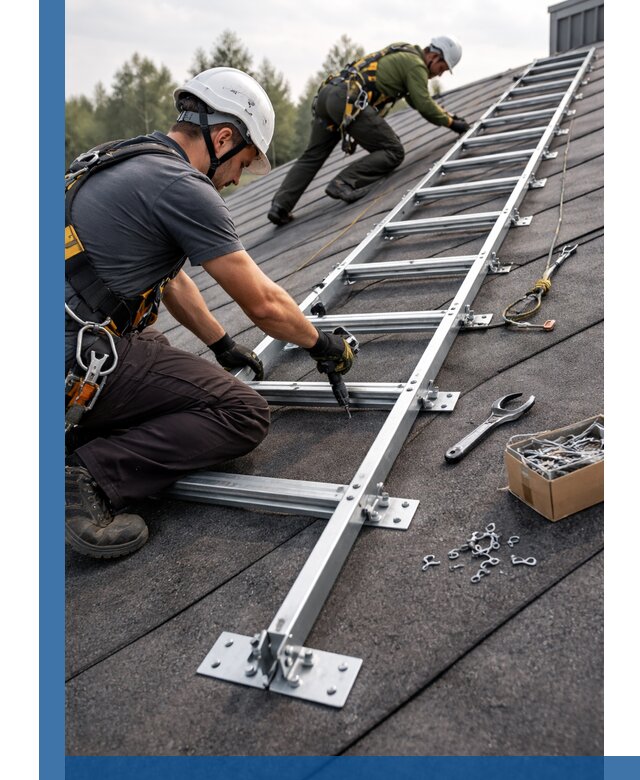 Профессиональный монтаж кровельной лестницы в Лангепасе под ключ