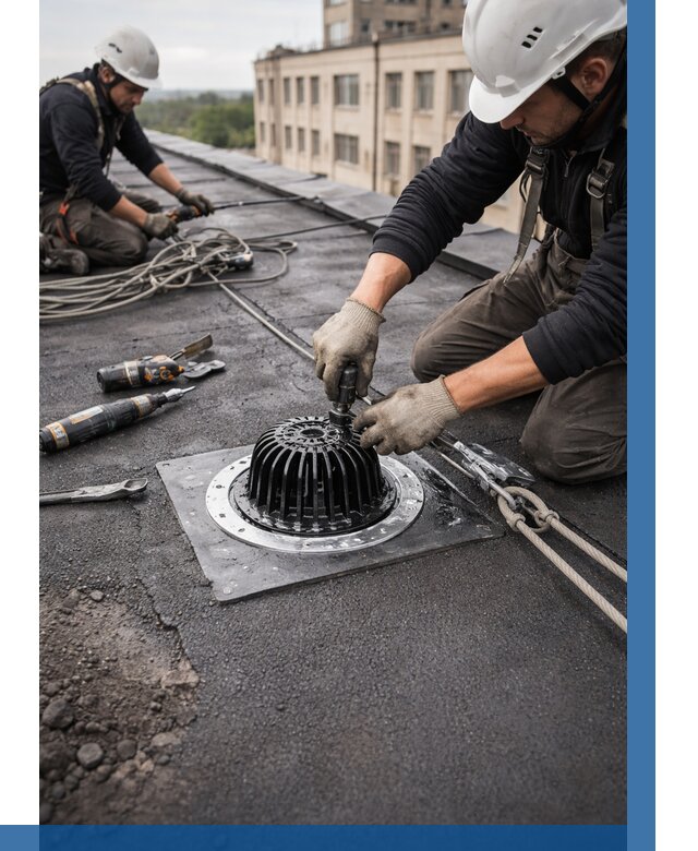 Установка водосточных воронок в Лангепасе цена от 3535 р. | ВЫСОТНИК-Лнг