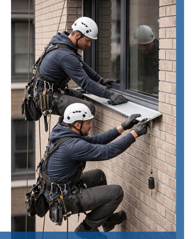 Монтаж оконных отливов под ключ в Лангепасе от 3535 р. | ВЫСОТНИК-Лнг