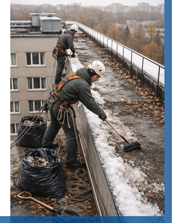 Очистка кровли по периметру в Лангепасе от 556 р. | ВЫСОТНИК-Лнг