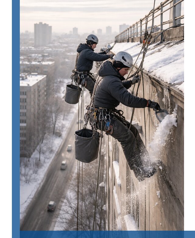 Очистка карнизов от снега в Лангепасе профессионально и безопасно