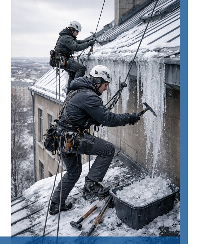 Удаление наледи с кровли в Лангепасе от 5555 р. | ВЫСОТНИК-Лнг