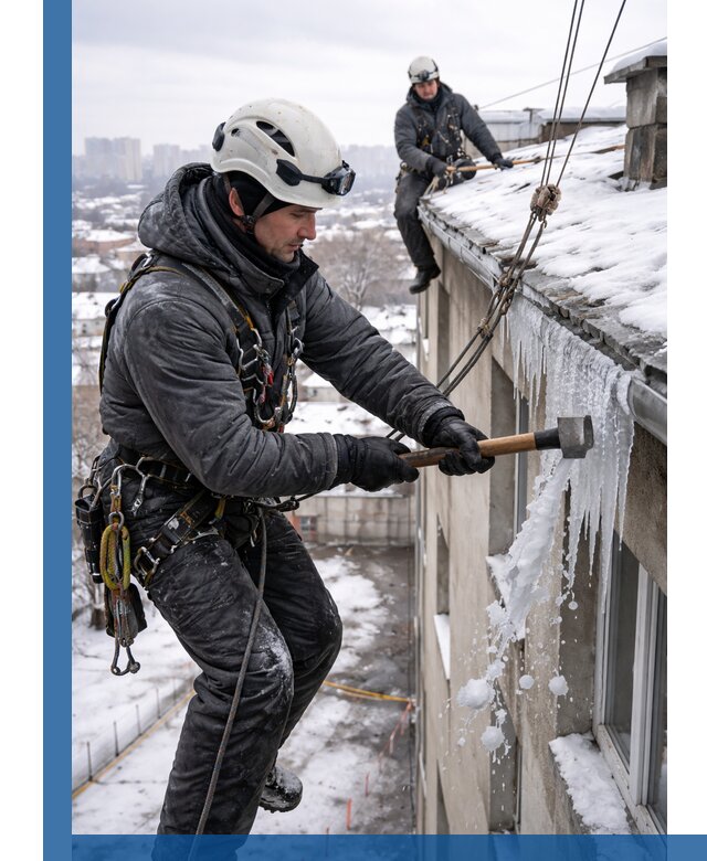 Сбивание и удаление сосулек с крыши в Лангепасе безопасно
