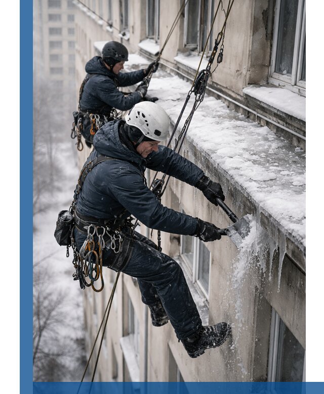 Удаление наледи и сосулек с карнизов в Лангепасе профессионально