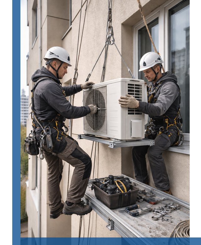 Перенос внешнего блока кондиционера в Лангепасе с монтажом и крепежом