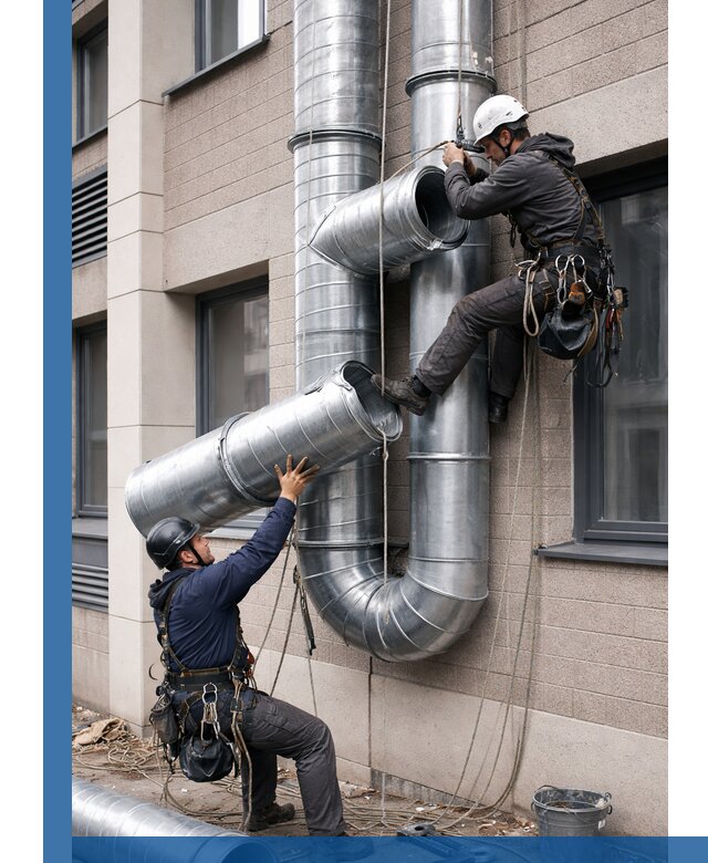 Монтаж фасадных воздуховодов в Лангепасе с герметизацией и крепежом