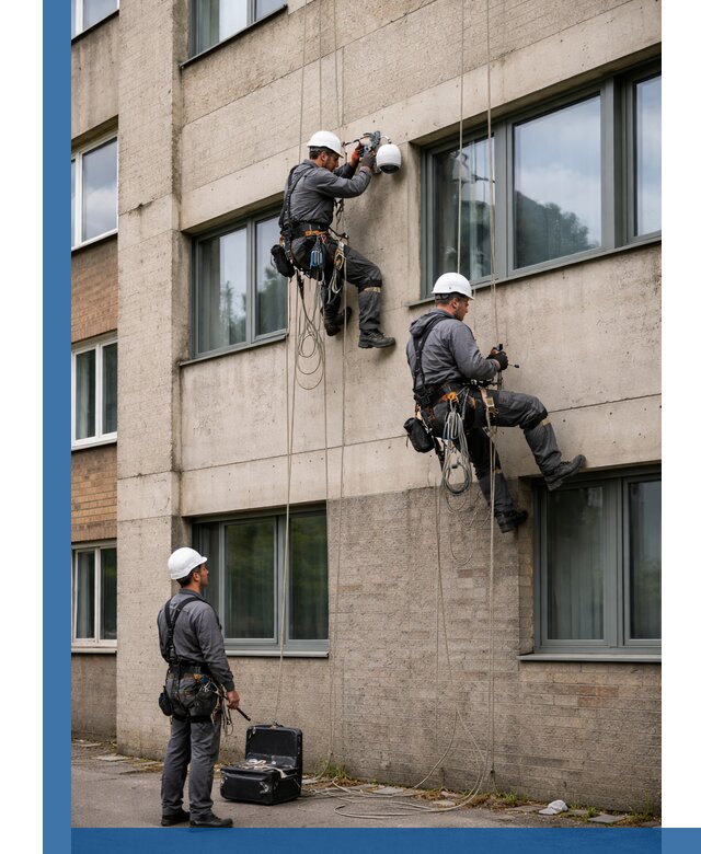 Монтаж фасадных камер видеонаблюдения в Лангепасе под ключ