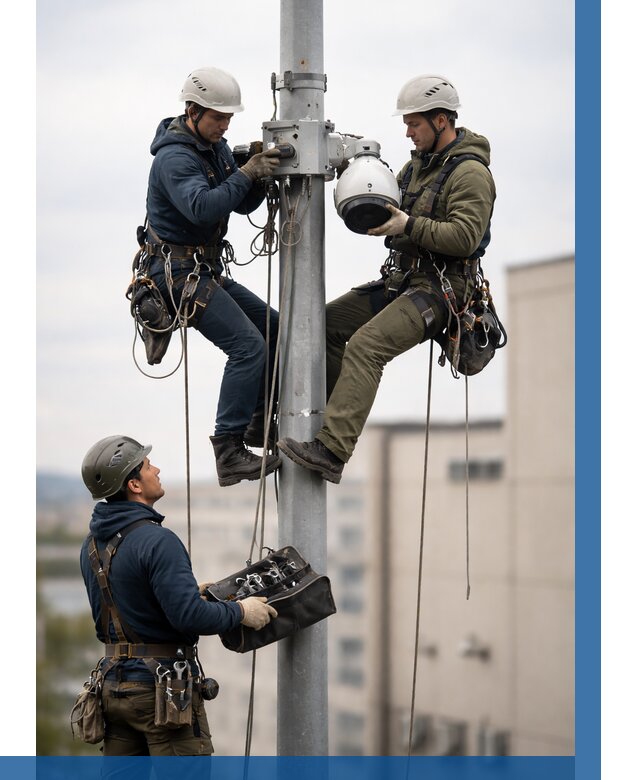 Установка видеокамер на мачте в Лангепасе от 8585 р. | ВЫСОТНИК-Лнг