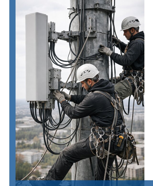 Монтаж оборудования связи на мачте в Лангепасе с пусконаладкой