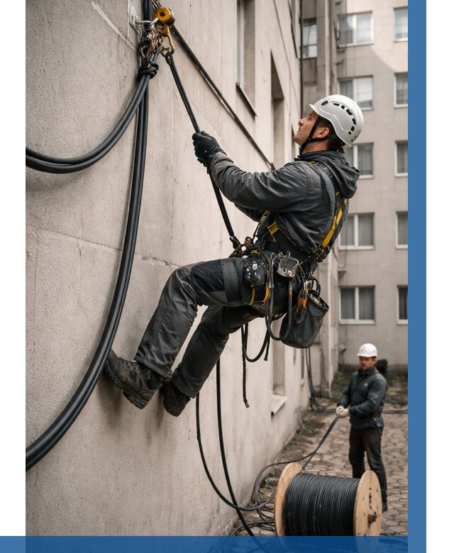 Протяжка кабеля питания на высоте в Лангепасе от 455 р. | ВЫСОТНИК-Лнг
