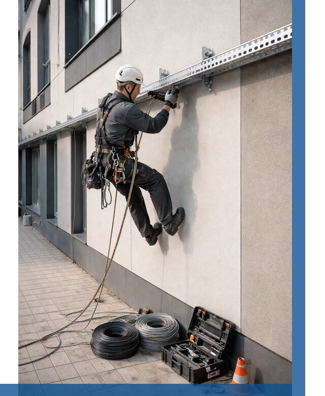 Монтаж кабельных лотков на фасаде в Лангепасе от 1212 р. | ВЫСОТНИК-Лнг