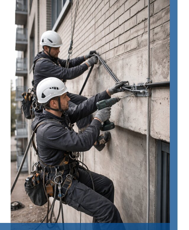 Крепление кабеля на фасаде в Лангепасе от 354 р. | ВЫСОТНИК-Лнг