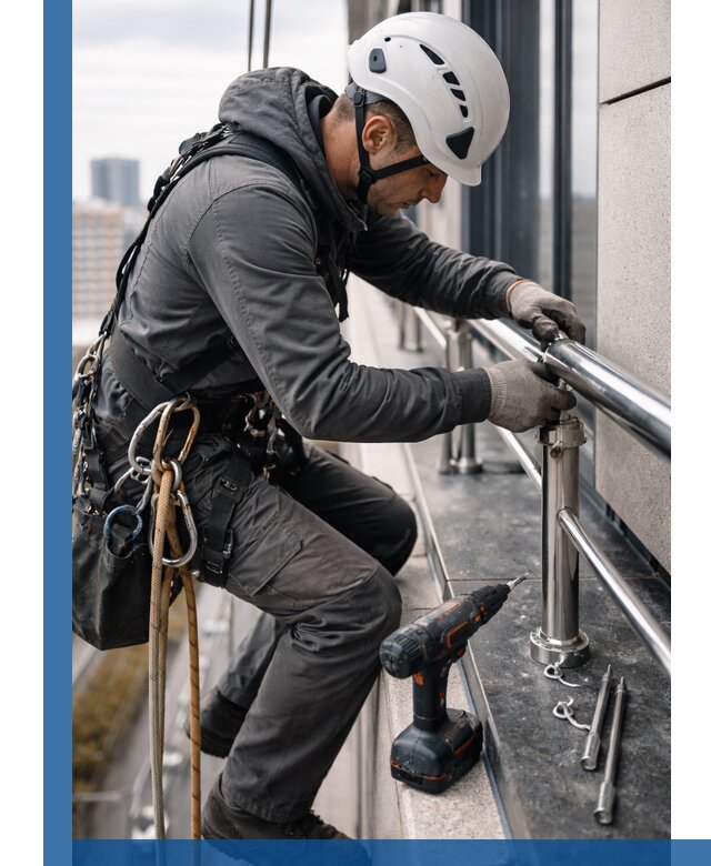 Монтаж ограждений на высоте в Лангепасе для зданий и конструкций