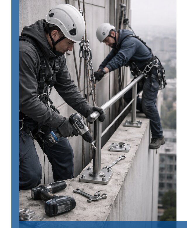 Монтаж перил на высоте в Лангепасе для жилых и промобъектов