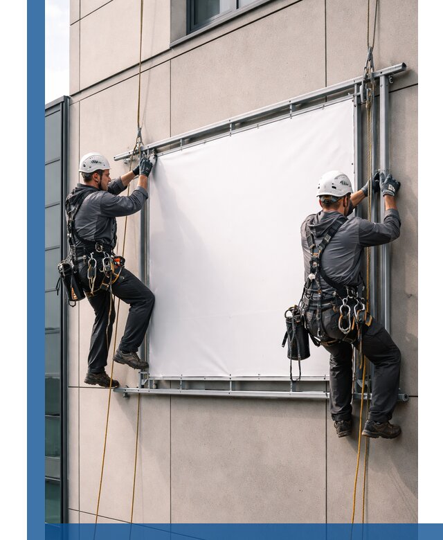 Монтаж наружной рекламной вывески в Лангепасе под ключ