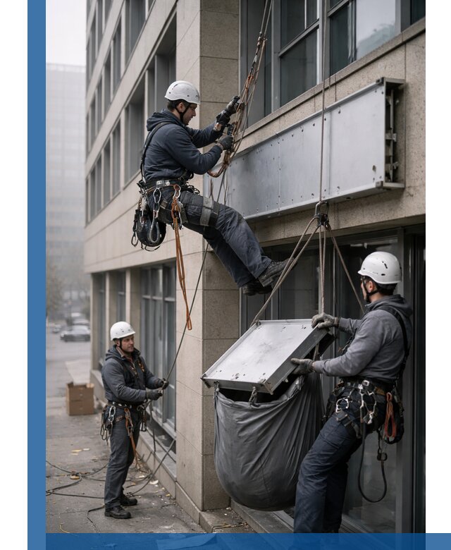 Демонтаж рекламной вывески с высотными работами в Лангепасе