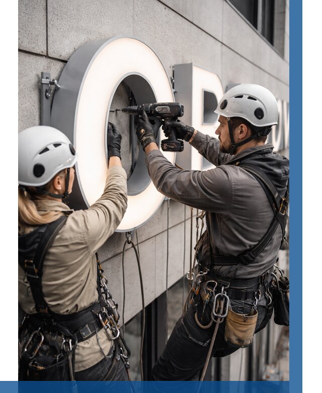 Монтаж световых букв в Лангепасе от 3030 р. под ключ ВЫСОТНИК-Лнг